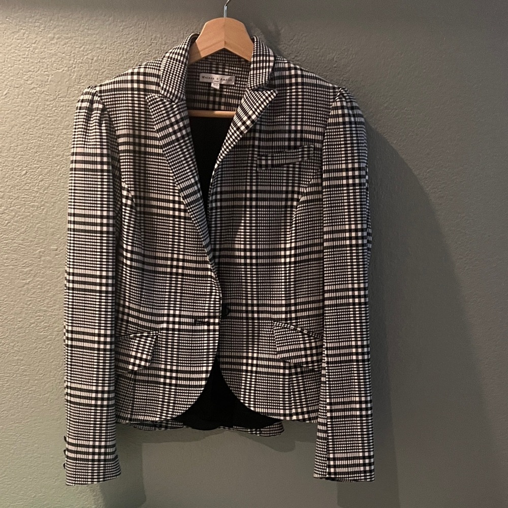 Elegant Black and White Checkered Blazer